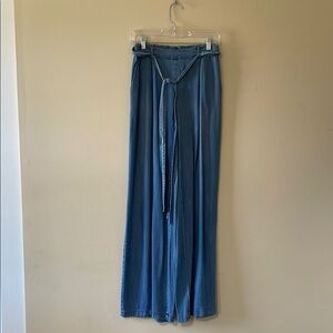 Blue Wide-Leg Pants with Belt